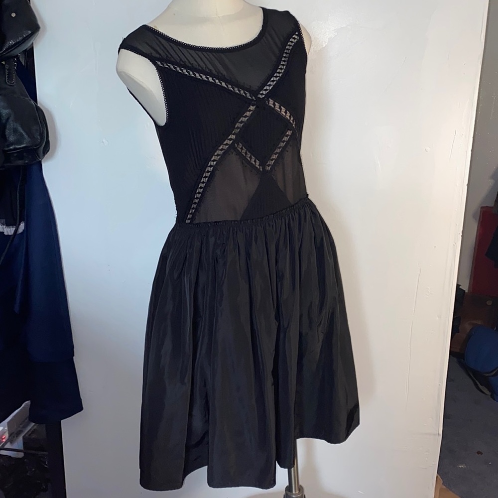 The kooples black dress size xs chiffon lace taffeta